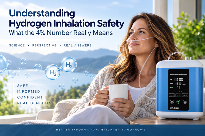Woman using HX900 molecular hydrogen inhalation machine with nasal cannula
