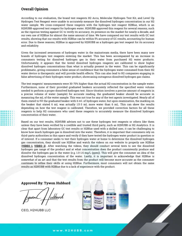H2Blue Hydrogen Testing Reagent
