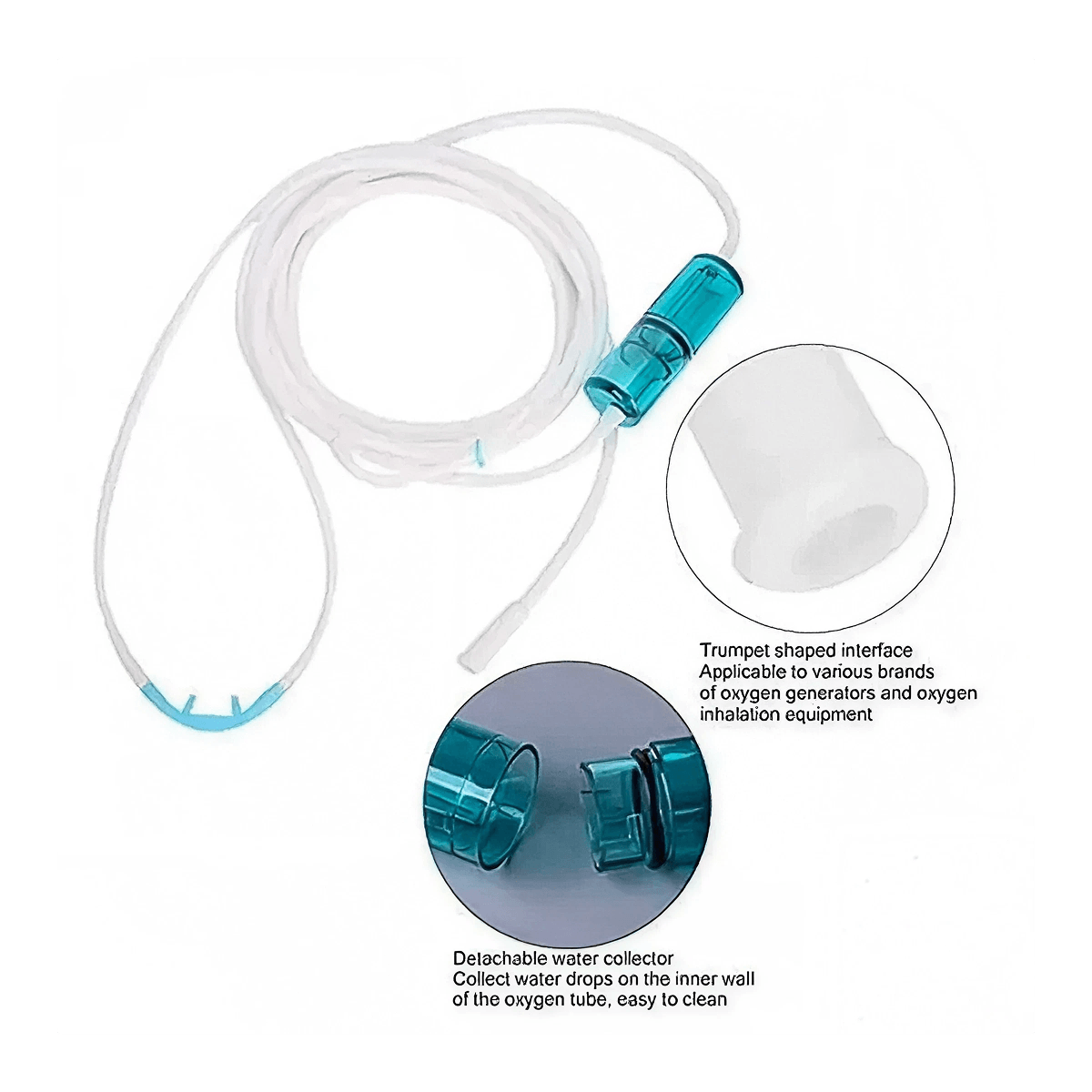 Reusable 100% Silicone Nasal Hydrogen Cannula w/ Condensation Trap